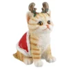 Weihnachtsfigur mit Mütze, Katze/orange, 9 x 12.5 cm