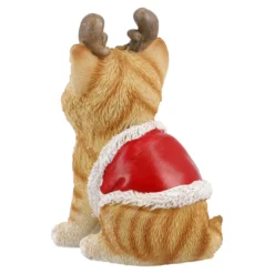 Weihnachtsfigur mit Mütze, Katze/orange, 9 x 12.5 cm