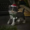 Weihnachtsfigur mit Mütze, Katze/schwarz, 13 x 13 cm