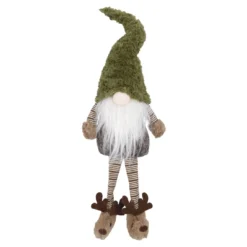 Wichtel-Figur mit Hausschuhen, grün, 60 cm