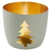 Windlicht Spruch/Xmas, Tanne/hellgrau, 10 x 8.5 cm