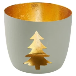 Windlicht Spruch/Xmas, Tanne/hellgrau, 10 x 8.5 cm