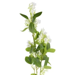 Zweig Blüten/Blätter, weiß, 82 cm